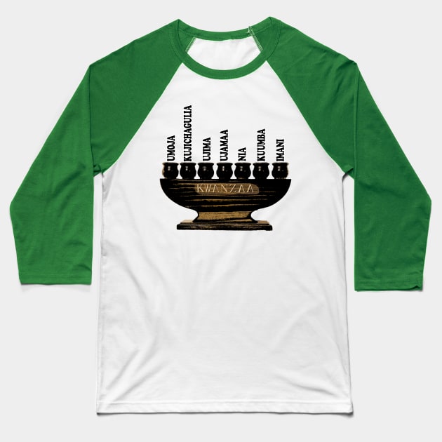 Kwanzaa Kinara Swahili Black Baseball T-Shirt by IronLung Designs